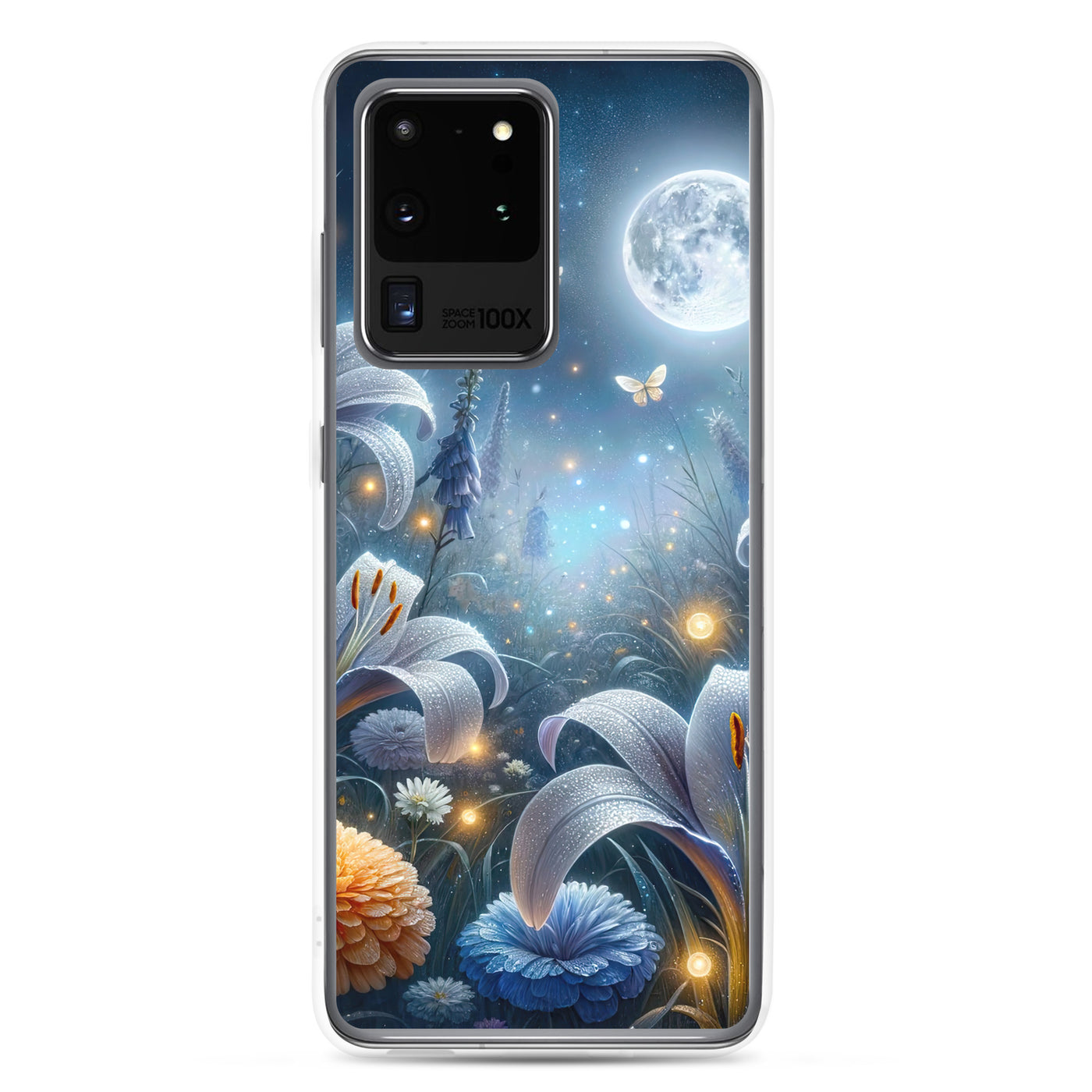 Ätherische Mondnacht auf blühender Wiese, silbriger Blumenglanz - Samsung Schutzhülle (durchsichtig) camping xxx yyy zzz Samsung Galaxy S20 Ultra