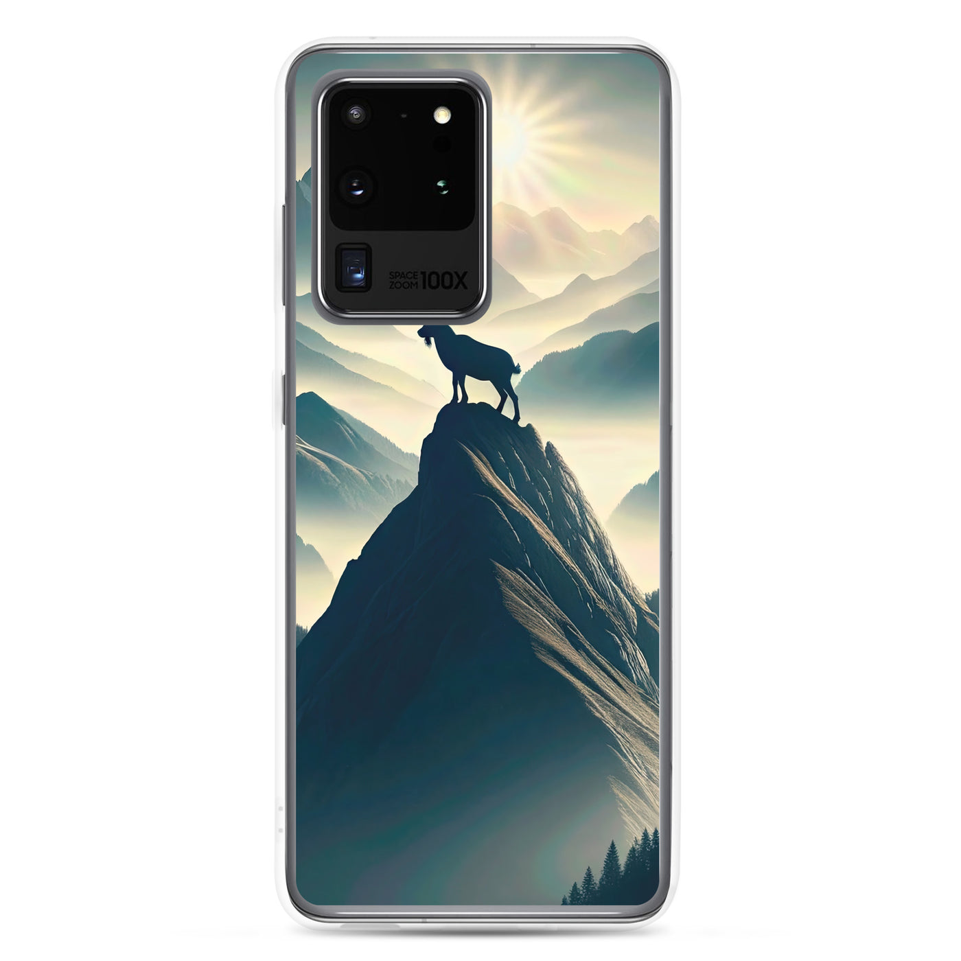 Morgendlicher Steinbock auf Alpengipfel, steile Berghänge - Samsung Schutzhülle (durchsichtig) berge xxx yyy zzz Samsung Galaxy S20 Ultra