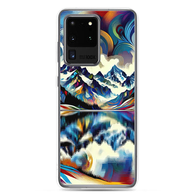 Alpensee im Zentrum eines abstrakt-expressionistischen Alpen-Kunstwerks - Samsung Schutzhülle (durchsichtig) berge xxx yyy zzz Samsung Galaxy S20 Ultra