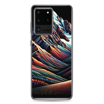 Pointillistische Darstellung der Alpen, Farbpunkte formen die Landschaft - Samsung Schutzhülle (durchsichtig) berge xxx yyy zzz Samsung Galaxy S20 Ultra