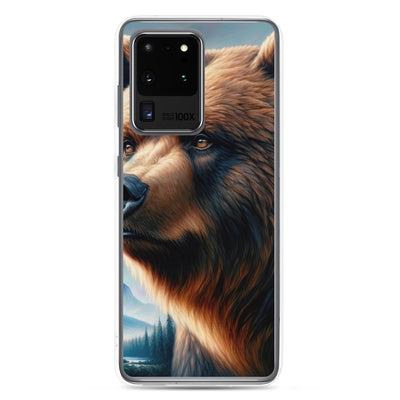 Ölgemälde, das das Gesicht eines starken realistischen Bären einfängt. Porträt - Samsung Schutzhülle (durchsichtig) camping xxx yyy zzz Samsung Galaxy S20 Ultra