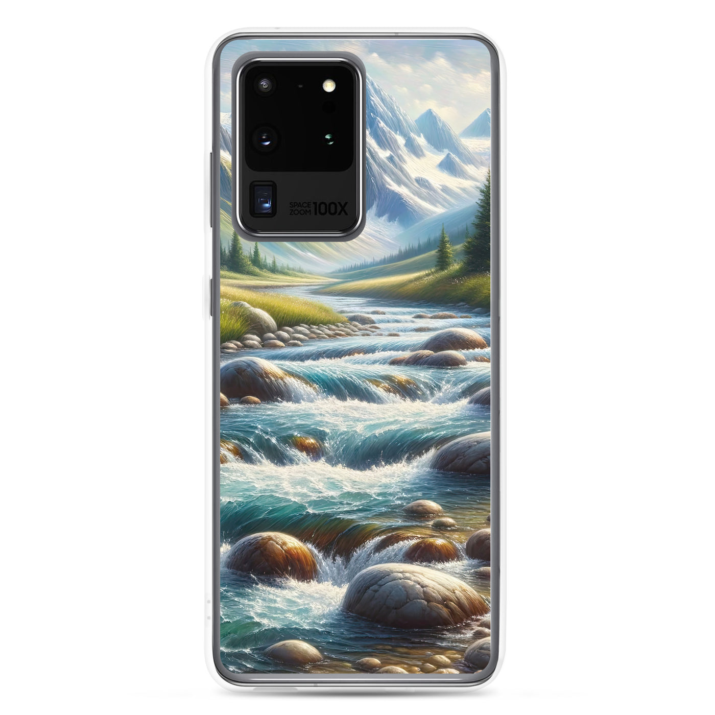 Ölgemälde eines Gebirgsbachs durch felsige Landschaft - Samsung Schutzhülle (durchsichtig) berge xxx yyy zzz Samsung Galaxy S20 Ultra