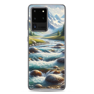 Ölgemälde eines Gebirgsbachs durch felsige Landschaft - Samsung Schutzhülle (durchsichtig) berge xxx yyy zzz Samsung Galaxy S20 Ultra