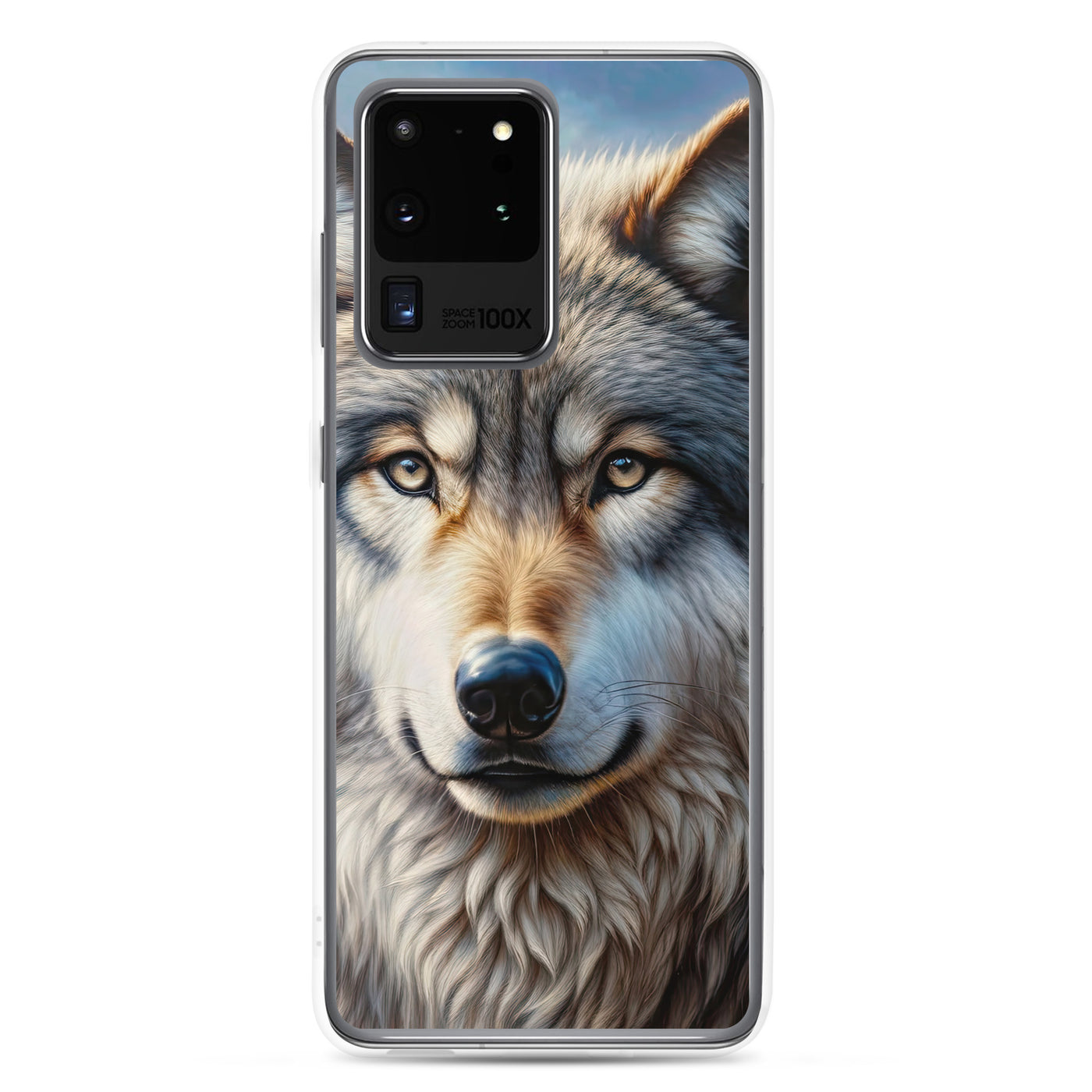 Porträt-Ölgemälde eines prächtigen Wolfes mit faszinierenden Augen (AN) - Samsung Schutzhülle (durchsichtig) xxx yyy zzz Samsung Galaxy S20 Ultra