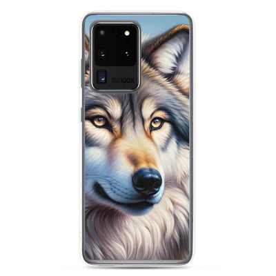 Ölgemäldeporträt eines majestätischen Wolfes mit intensiven Augen in der Berglandschaft (AN) - Samsung Schutzhülle (durchsichtig) xxx yyy zzz Samsung Galaxy S20 Ultra