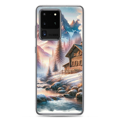 Aquarell einer Alpenszene im Morgengrauen, Haus in den Bergen - Samsung Schutzhülle (durchsichtig) berge xxx yyy zzz Samsung Galaxy S20 Ultra