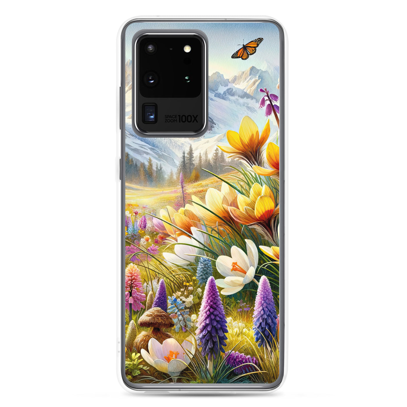 Aquarell einer ruhigen Almwiese, farbenfrohe Bergblumen in den Alpen - Samsung Schutzhülle (durchsichtig) berge xxx yyy zzz Samsung Galaxy S20 Ultra