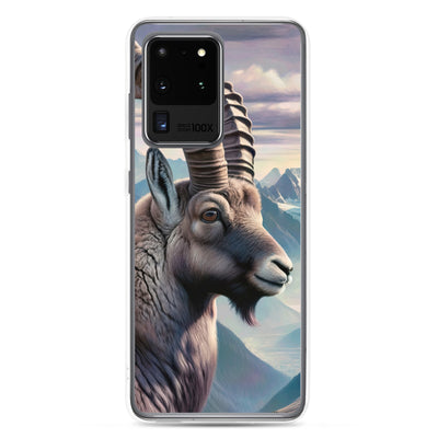 Digitales Steinbock-Porträt vor Alpenkulisse - Samsung Schutzhülle (durchsichtig) berge xxx yyy zzz Samsung Galaxy S20 Ultra