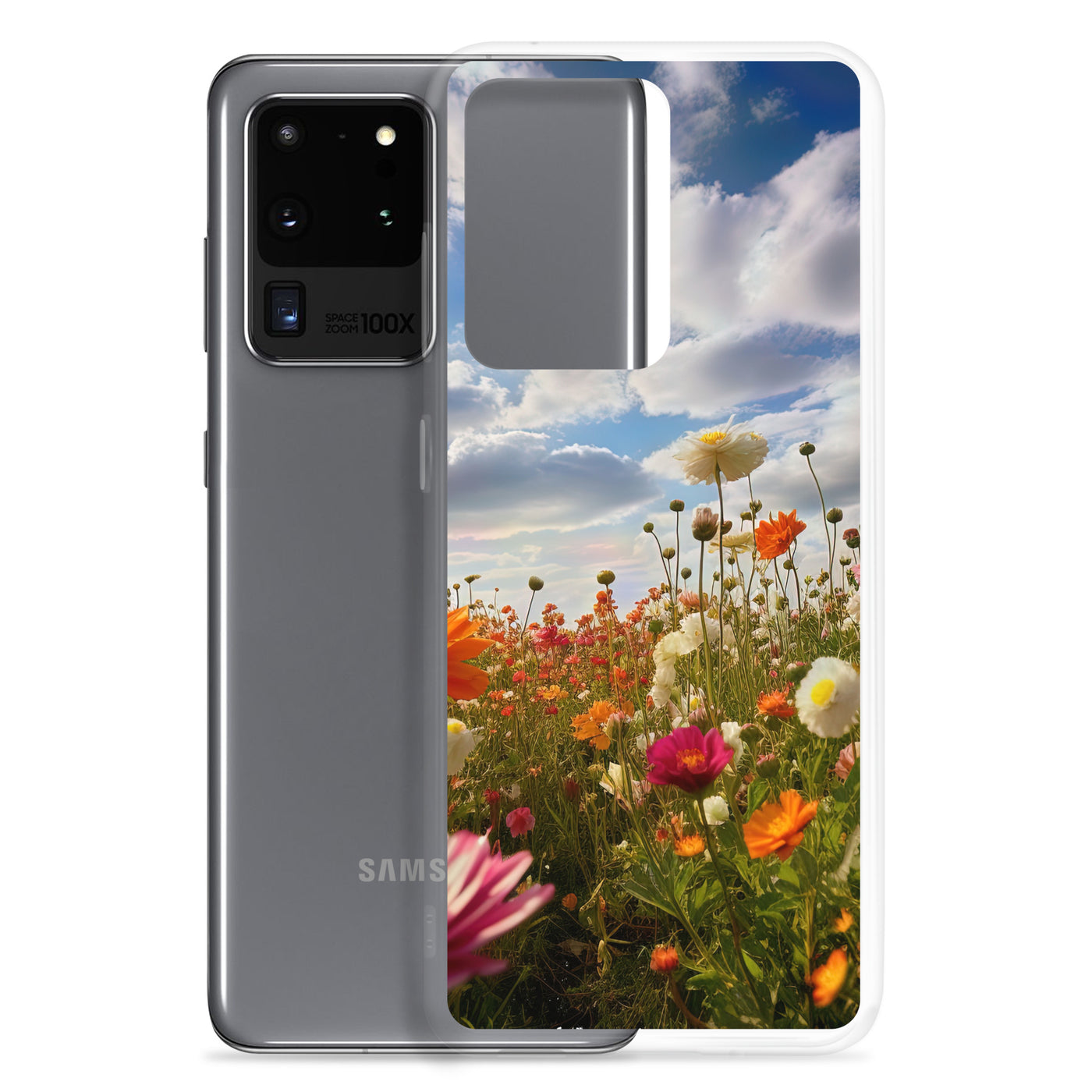 Blumenfeld und Sonnenschein - Samsung Schutzhülle (durchsichtig) camping xxx