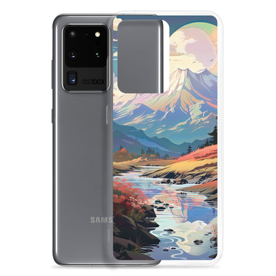 Berge. Fluss und Blumen - Malerei - Samsung Schutzhülle (durchsichtig) berge xxx