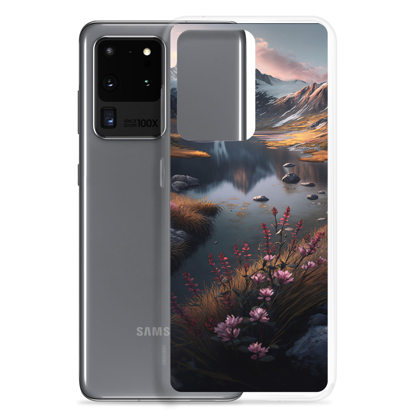 Berge, Bergsee und Blumen - Samsung Schutzhülle (durchsichtig) berge xxx