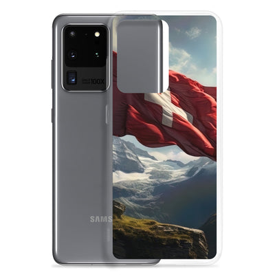 Schweizer Flagge und Berge im Hintergrund - Fotorealistische Malerei - Samsung Schutzhülle (durchsichtig) berge xxx