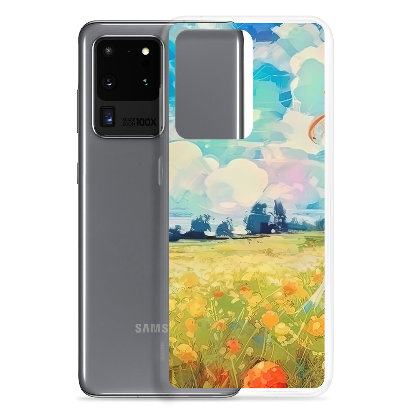 Dame mit Hut im Feld mit Blumen - Landschaftsmalerei - Samsung Schutzhülle (durchsichtig) camping xxx