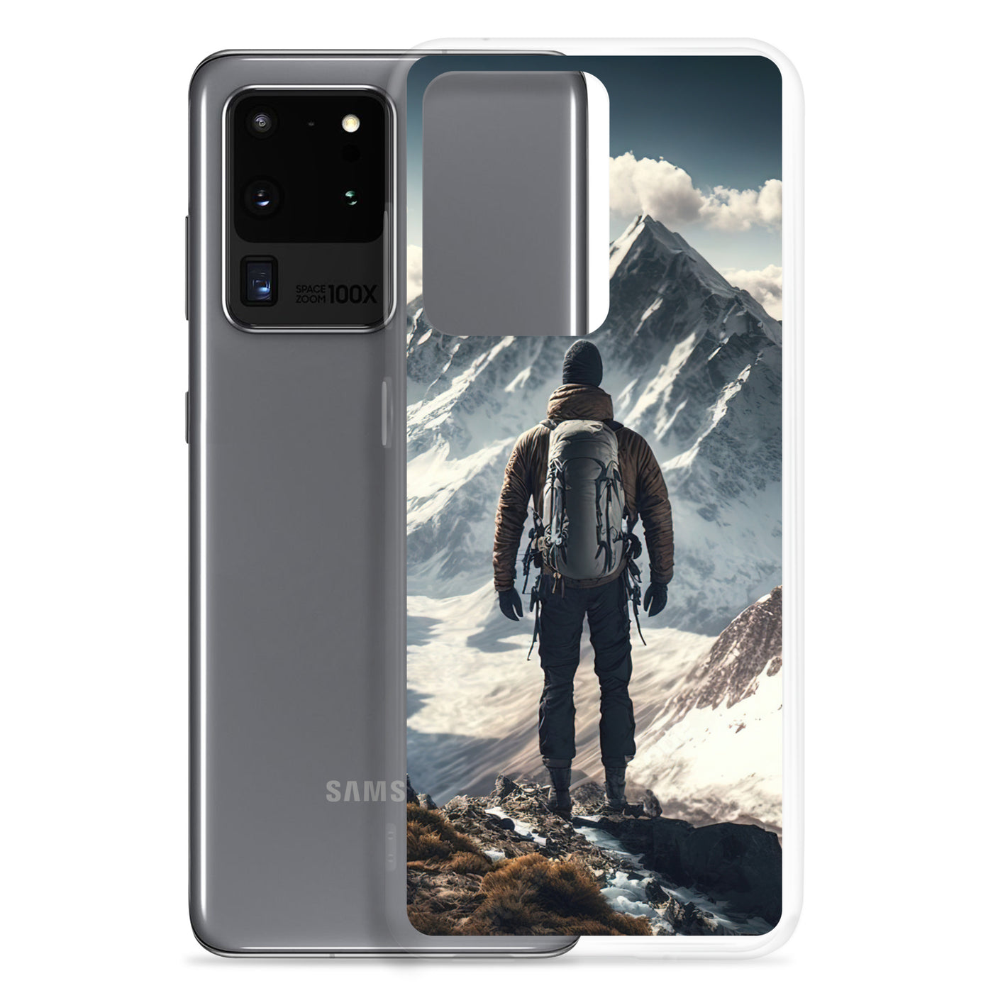 Wanderer auf Berg von hinten - Malerei - Samsung Schutzhülle (durchsichtig) berge xxx