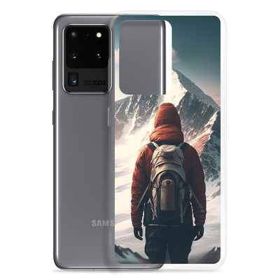 Wanderer von hinten vor einem Berg - Malerei - Samsung Schutzhülle (durchsichtig) berge xxx