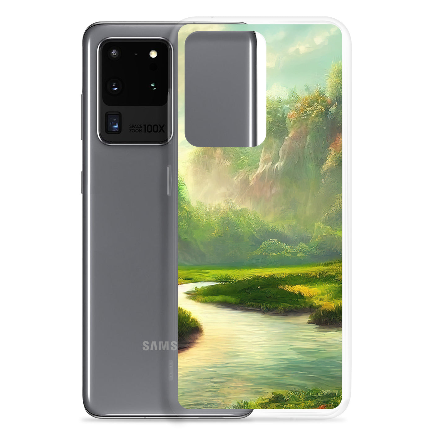 Bach im tropischen Wald - Landschaftsmalerei - Samsung Schutzhülle (durchsichtig) camping xxx