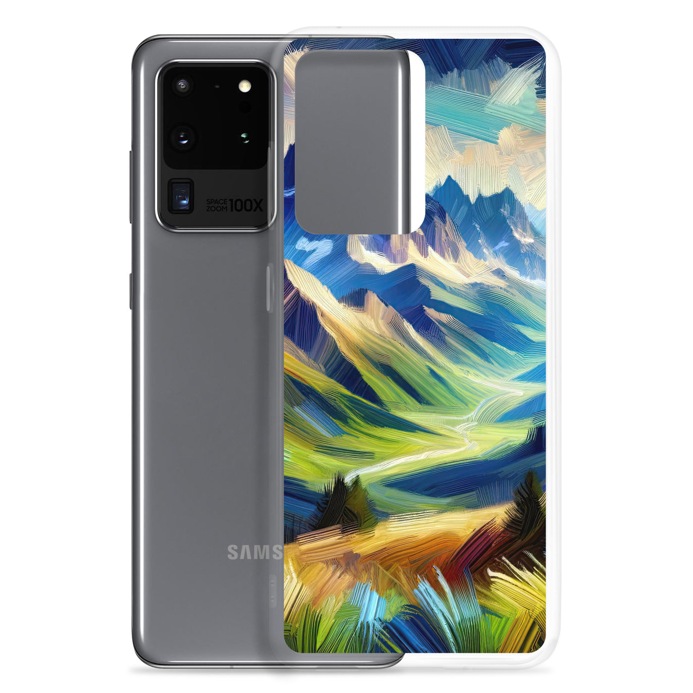 Impressionistische Alpen, lebendige Farbtupfer und Lichteffekte - Samsung Schutzhülle (durchsichtig) berge xxx yyy zzz