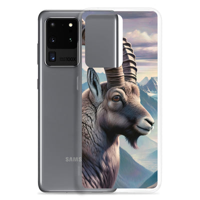 Digitales Steinbock-Porträt vor Alpenkulisse - Samsung Schutzhülle (durchsichtig) berge xxx yyy zzz