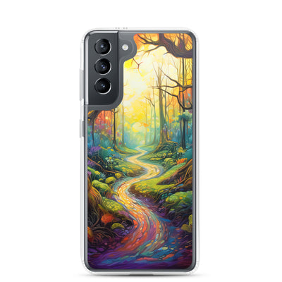 Wald und Wanderweg - Bunte, farbenfrohe Malerei - Samsung Schutzhülle (durchsichtig) camping xxx Samsung Galaxy S21