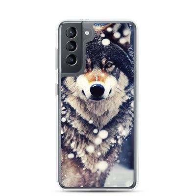Wolf im Schnee - Episches Foto - Samsung Schutzhülle (durchsichtig) camping xxx Samsung Galaxy S21
