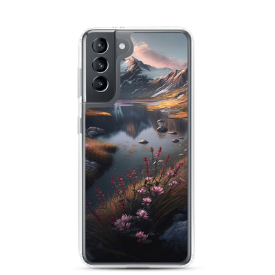 Berge, Bergsee und Blumen - Samsung Schutzhülle (durchsichtig) berge xxx Samsung Galaxy S21