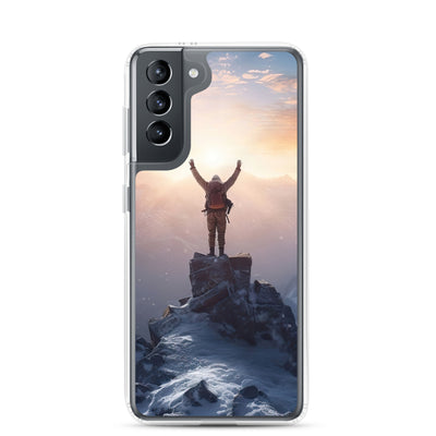 Mann auf der Spitze eines Berges - Landschaftsmalerei - Samsung Schutzhülle (durchsichtig) berge xxx Samsung Galaxy S21