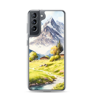 Epische Berge und Berghütte - Landschaftsmalerei - Samsung Schutzhülle (durchsichtig) berge xxx Samsung Galaxy S21
