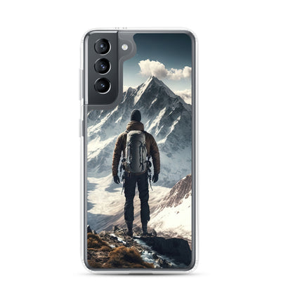 Wanderer auf Berg von hinten - Malerei - Samsung Schutzhülle (durchsichtig) berge xxx Samsung Galaxy S21