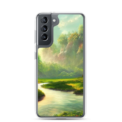 Bach im tropischen Wald - Landschaftsmalerei - Samsung Schutzhülle (durchsichtig) camping xxx Samsung Galaxy S21