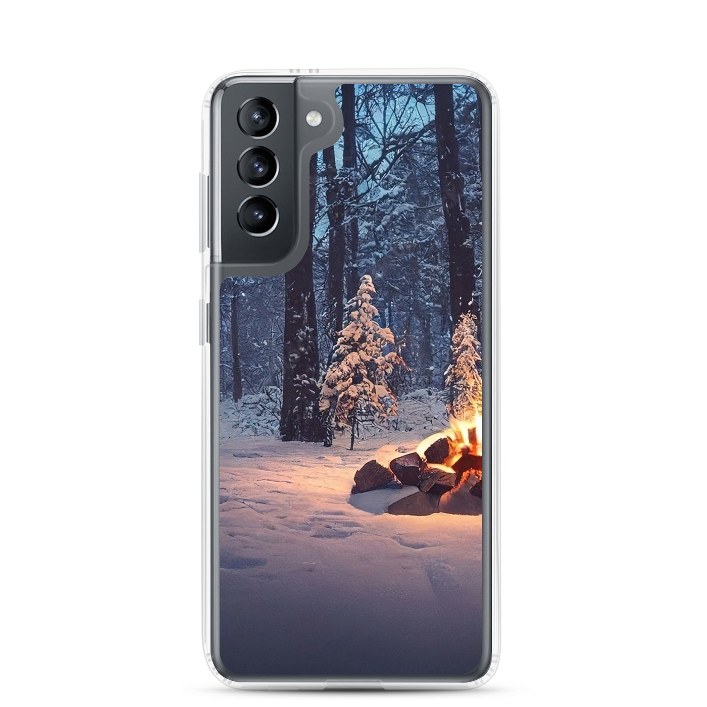 Lagerfeuer im Winter - Camping Foto - Samsung Schutzhülle (durchsichtig) camping xxx Samsung Galaxy S21