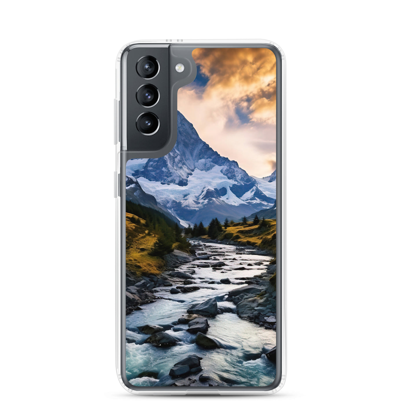 Berge und steiniger Bach - Epische Stimmung - Samsung Schutzhülle (durchsichtig) berge xxx Samsung Galaxy S21