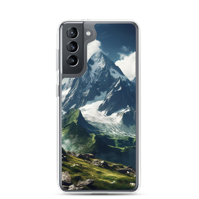 Gigantischer Berg - Landschaftsmalerei - Samsung Schutzhülle (durchsichtig) berge xxx Samsung Galaxy S21