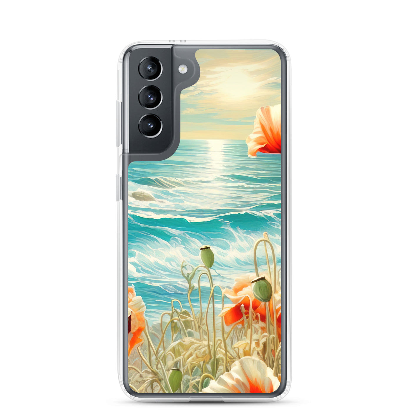 Blumen, Meer und Sonne - Malerei - Samsung Schutzhülle (durchsichtig) camping xxx Samsung Galaxy S21