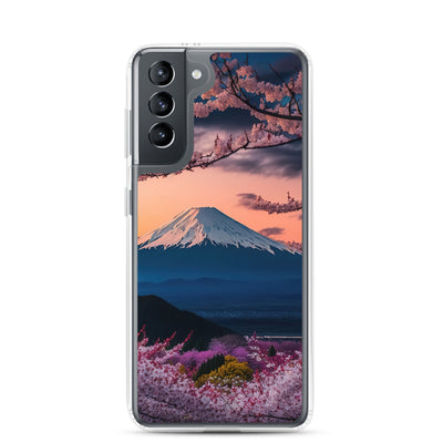Berg - Pinke Bäume und Blumen - Samsung Schutzhülle (durchsichtig) berge xxx Samsung Galaxy S21