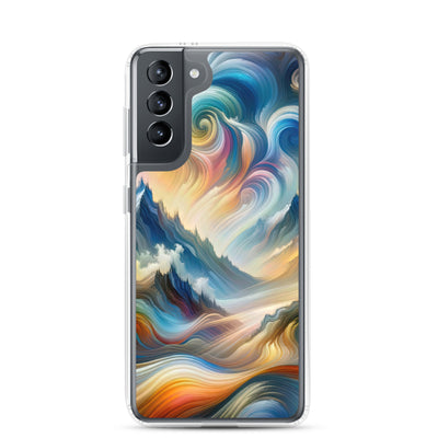 Ätherische schöne Alpen in lebendigen Farbwirbeln - Abstrakte Berge - Samsung Schutzhülle (durchsichtig) berge xxx yyy zzz Samsung Galaxy S21