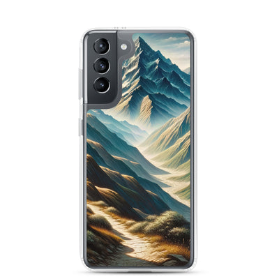 Berglandschaft: Acrylgemälde mit hervorgehobenem Pfad - Samsung Schutzhülle (durchsichtig) berge xxx yyy zzz Samsung Galaxy S21