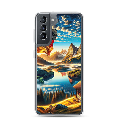 Alpen Gebirge im Morgenlicht: Kunstwerk mit Deutsche Flagge - Samsung Schutzhülle (durchsichtig) berge xxx yyy zzz Samsung Galaxy S21