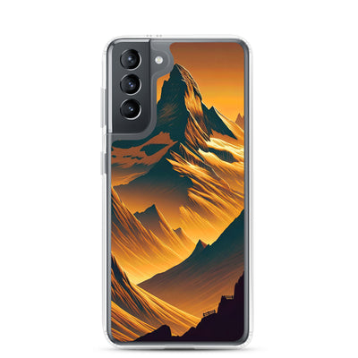 Fuchs in Alpen-Sonnenuntergang, goldene Berge und tiefe Täler - Samsung Schutzhülle (durchsichtig) camping xxx yyy zzz Samsung Galaxy S21