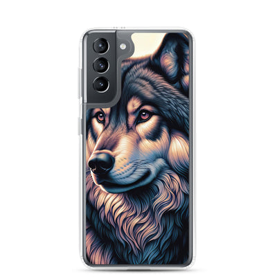 Majestätischer, glänzender Wolf in leuchtender Illustration (AN) - Samsung Schutzhülle (durchsichtig) xxx yyy zzz Samsung Galaxy S21