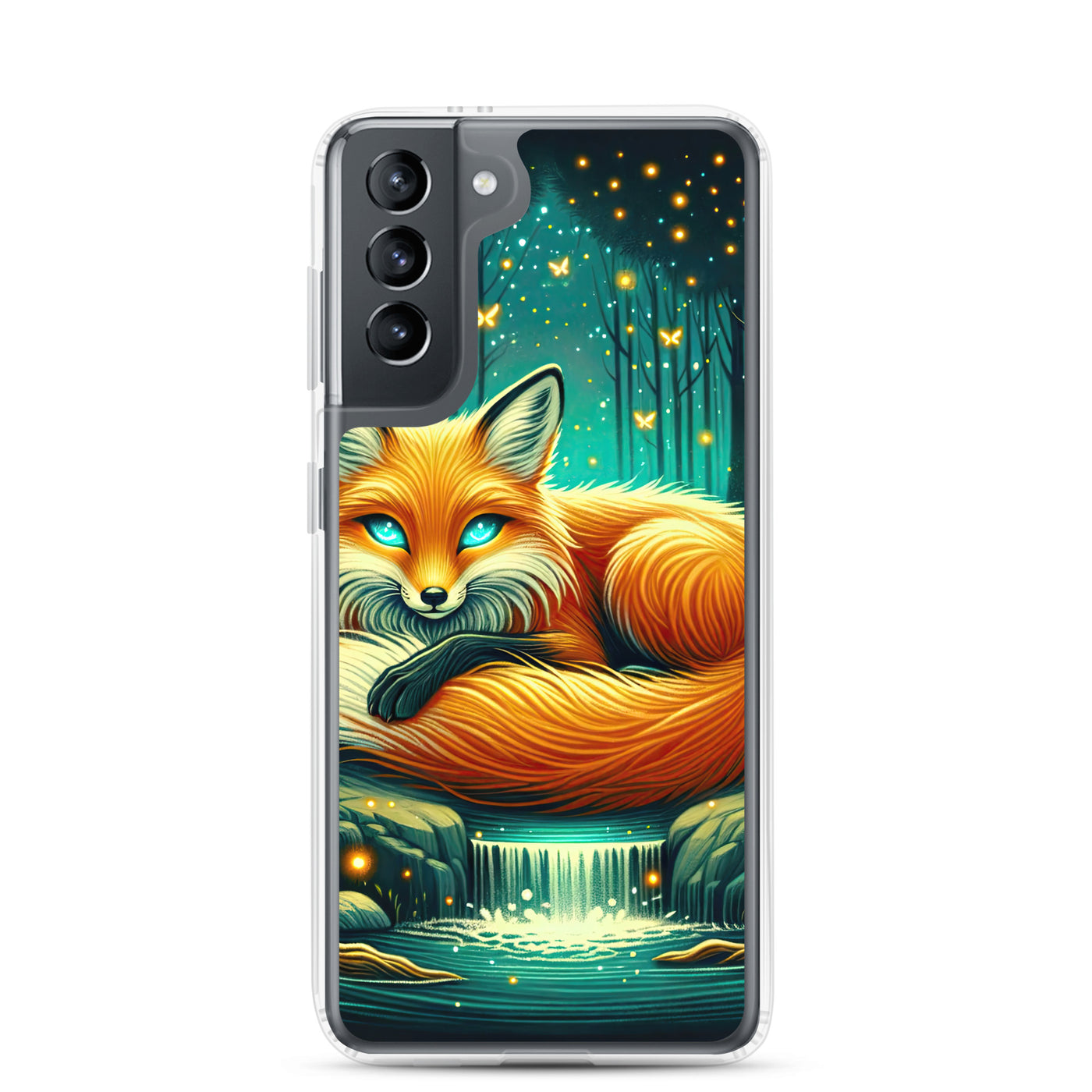 Bezaubernder Fuchs auf erleuchteter mystischer Waldlichtung - Samsung Schutzhülle (durchsichtig) camping xxx yyy zzz Samsung Galaxy S21