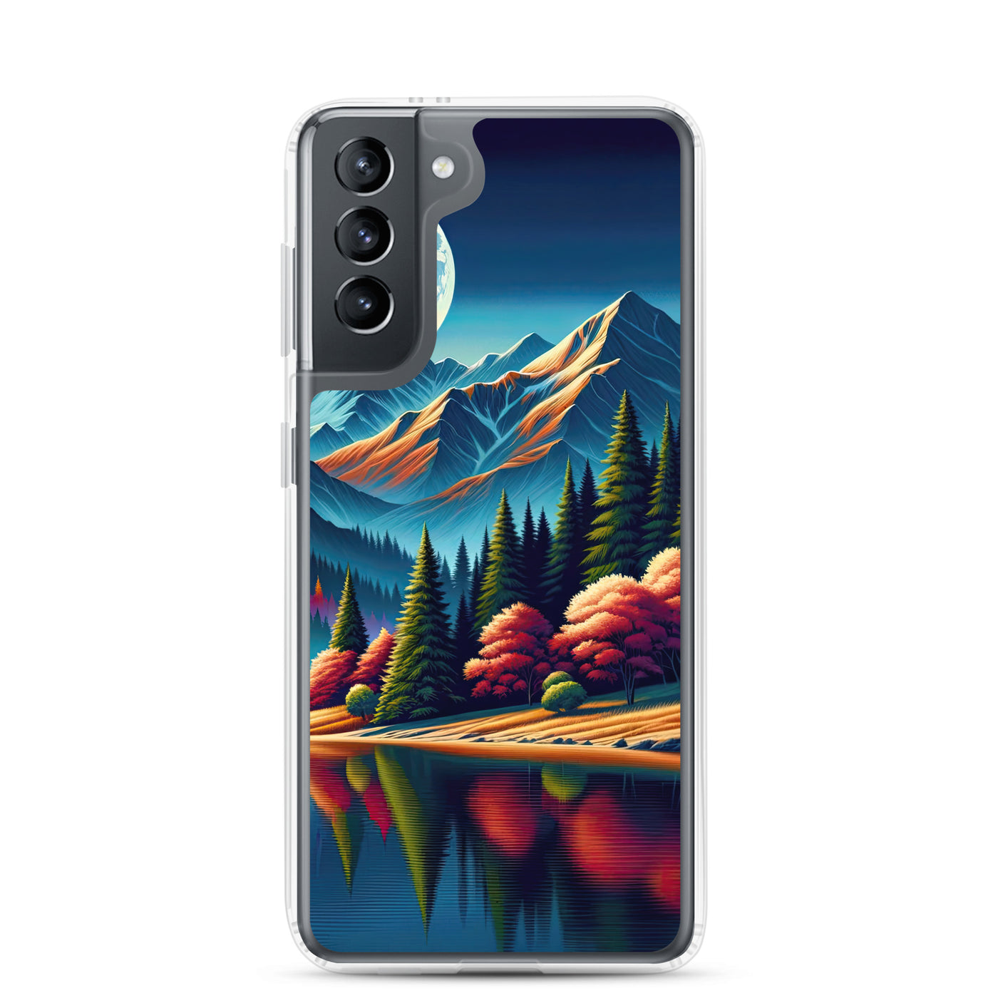 Ruhiger Herbstabend in den Alpen, grün-rote Berge - Samsung Schutzhülle (durchsichtig) berge xxx yyy zzz Samsung Galaxy S21