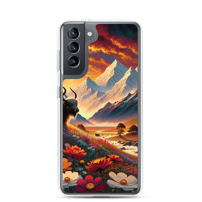 Magischer Alpenabend mit Hochlandkuh und goldener Sonnenkulisse - Samsung Schutzhülle (durchsichtig) berge xxx yyy zzz Samsung Galaxy S21