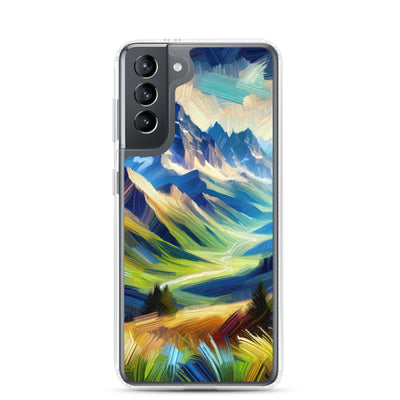 Impressionistische Alpen, lebendige Farbtupfer und Lichteffekte - Samsung Schutzhülle (durchsichtig) berge xxx yyy zzz Samsung Galaxy S21