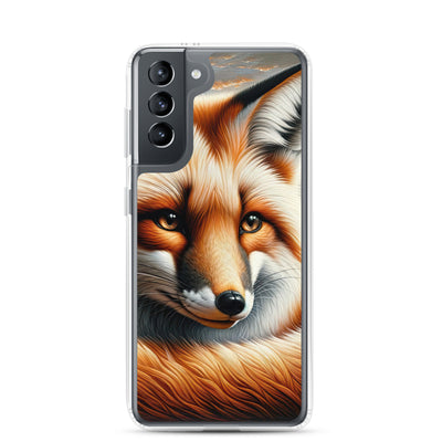 Ölgemälde eines nachdenklichen Fuchses mit weisem Blick - Samsung Schutzhülle (durchsichtig) camping xxx yyy zzz Samsung Galaxy S21
