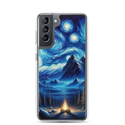 Sternennacht-Stil Ölgemälde der Alpen, himmlische Wirbelmuster - Samsung Schutzhülle (durchsichtig) berge xxx yyy zzz Samsung Galaxy S21