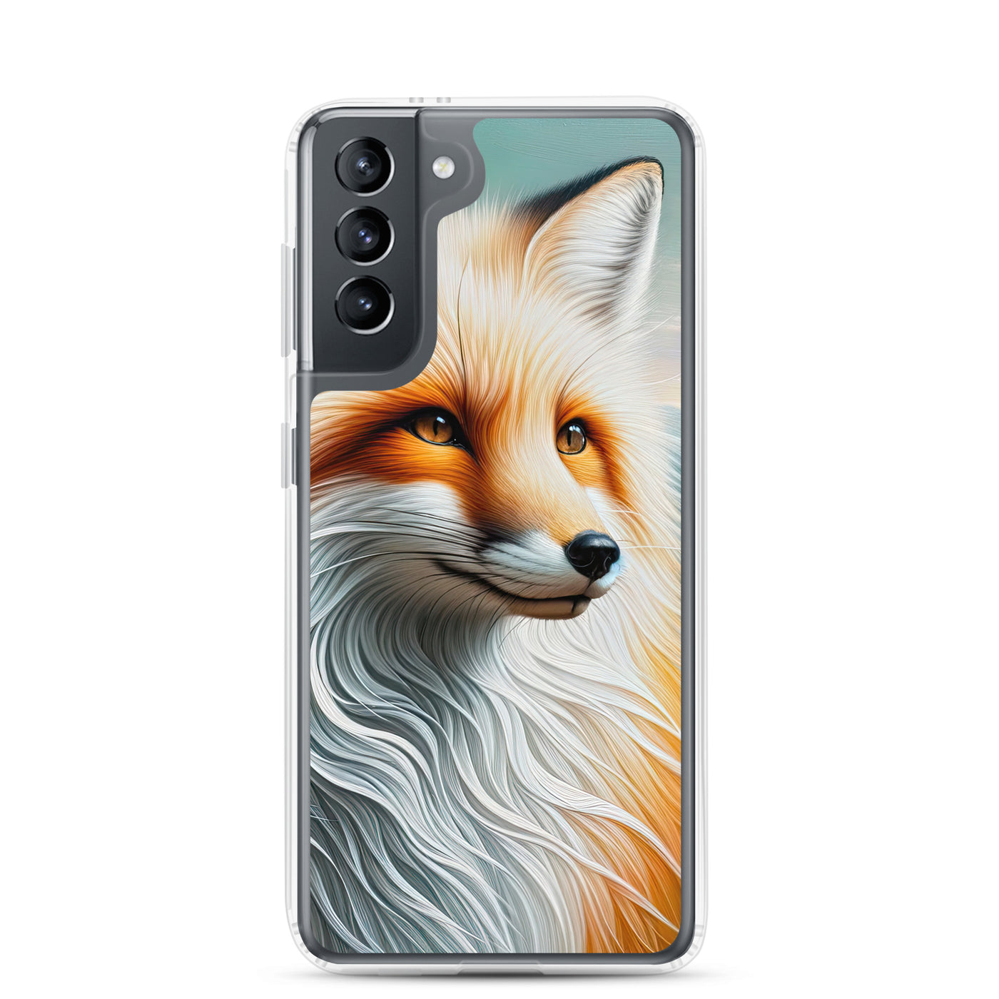 Ölgemälde eines anmutigen, intelligent blickenden Fuchses in Orange-Weiß - Samsung Schutzhülle (durchsichtig) camping xxx yyy zzz Samsung Galaxy S21
