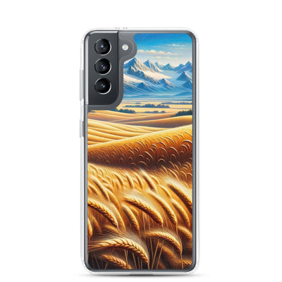 Ölgemälde eines weiten bayerischen Weizenfeldes, golden im Wind (TR) - Samsung Schutzhülle (durchsichtig) xxx yyy zzz Samsung Galaxy S21