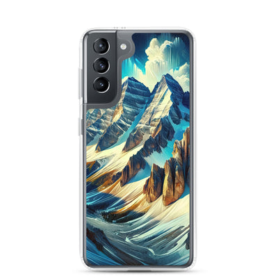 Majestätische Alpen in zufällig ausgewähltem Kunststil - Samsung Schutzhülle (durchsichtig) berge xxx yyy zzz Samsung Galaxy S21