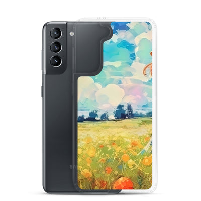 Dame mit Hut im Feld mit Blumen - Landschaftsmalerei - Samsung Schutzhülle (durchsichtig) camping xxx