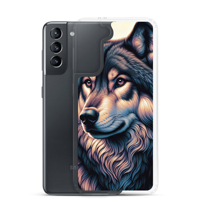 Majestätischer, glänzender Wolf in leuchtender Illustration (AN) - Samsung Schutzhülle (durchsichtig) xxx yyy zzz